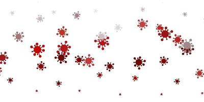 Light red vector backdrop with virus symbols.