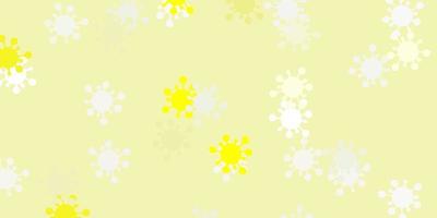 Light yellow vector pattern with coronavirus elements.