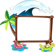 Tema de playa de verano con banner en blanco aislado sobre fondo blanco. vector