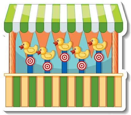 Sticker template with Dart game store front isolated