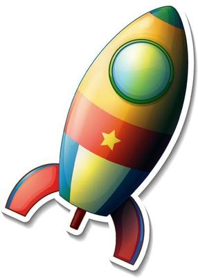 A sticker template with Rocket Space Cartoon isolated