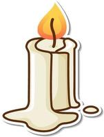 Melting candle sticker on white background vector