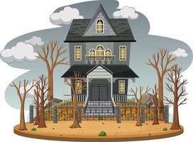 Haunted house with grey sky vector