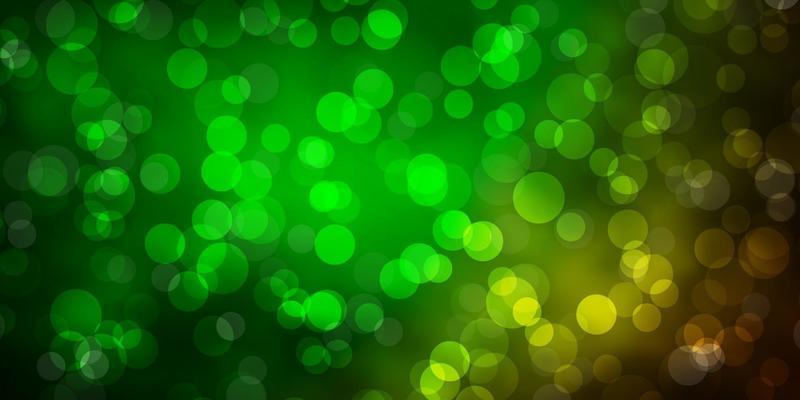 Dark Green vector background with circles.