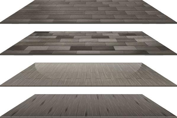 Set of different grey wooden floor tiles isolated on white background