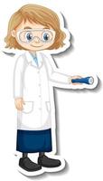 Scientist girl cartoon character holding torch vector