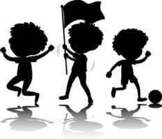 Set of kids silhouette with reflex on white background vector