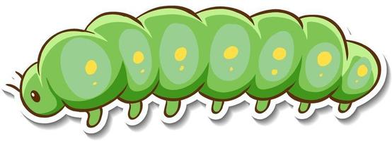 Sticker design with cute green worm isolated vector