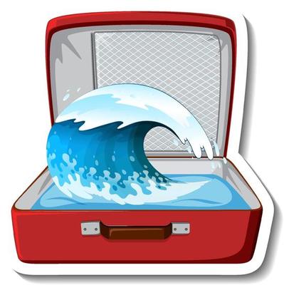 Ocean wave in the opened suitcase