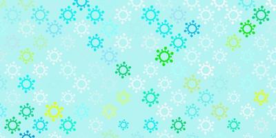 Light Blue, Green vector pattern with coronavirus elements.