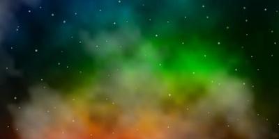 Dark Green, Red vector background with small and big stars.