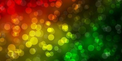 Light Green, Red vector background with circles.