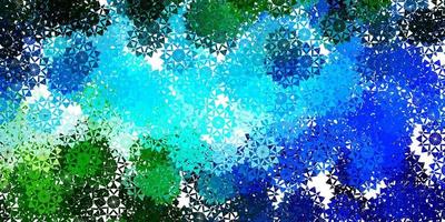 Light Blue, Green vector pattern with colored snowflakes.