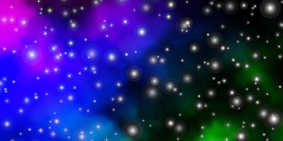 Dark Multicolor vector background with small and big stars.