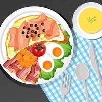 Healthy breakfast set on the table vector