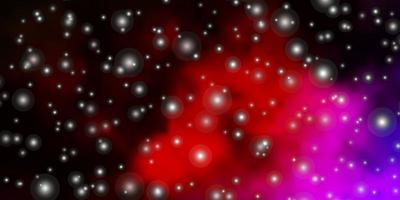 Dark Pink, Red vector pattern with abstract stars.