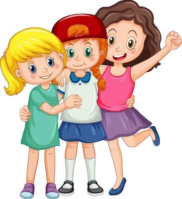 Three cute girls cartoon character