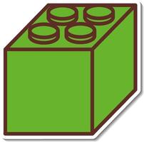 Diseño de etiqueta con bloque de lego verde aislado vector