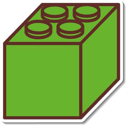 Sticker design with Green lego block isolated