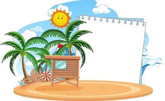 Empty banner template with summer beach element isolated vector