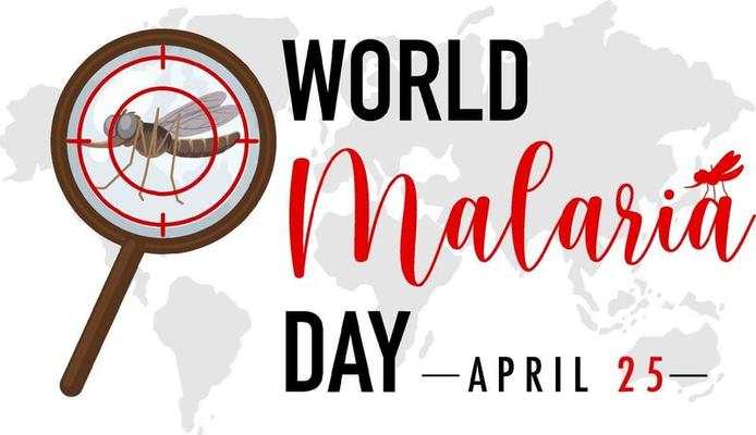 World Malaria Day logo or banner on world map background