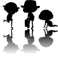 Set of kids silhouette with reflex vector