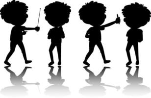 Set of kids silhouette with reflex on white background vector