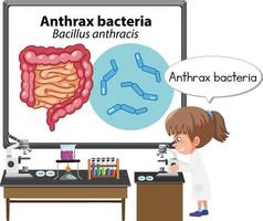 Young doctor explaining Anthrax bacteria vector