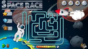 Maze game with space theme template vector