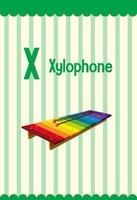 Alphabet flashcard with letter X for Xylophone vector