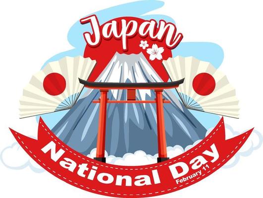 Japan's National Day banner with Mount Fuji and Torii gate