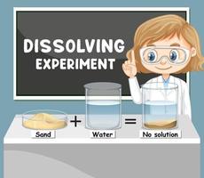 Dissolving experiment with scientist kids cartoon character vector