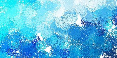 textura de vector azul claro con copos de nieve brillantes.