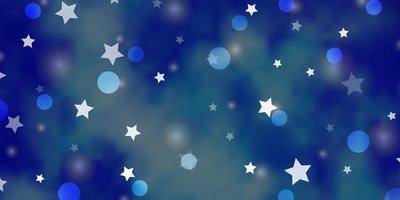 Light BLUE vector background with circles, stars.