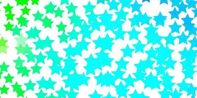 textura de vector azul claro, verde con hermosas estrellas.