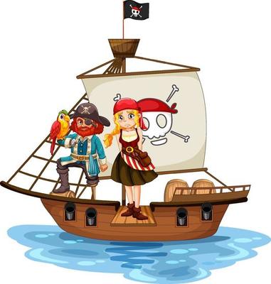 Pirate concept with a girl walking the plank on the ship