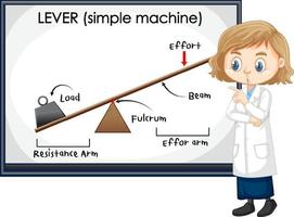 Experimento científico de palancas con niños científicos. vector