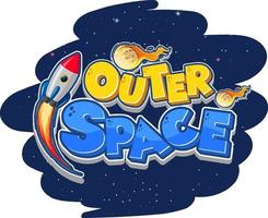 Outer Space logo with spaceship vector