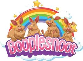 Rabbits on Boople Snoot font with rainbow vector