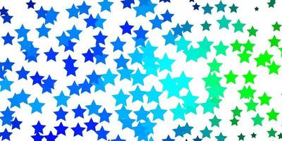 Light Blue, Green vector background with colorful stars.