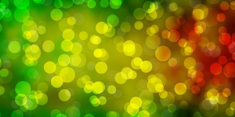 Light Green, Yellow vector background with bubbles.