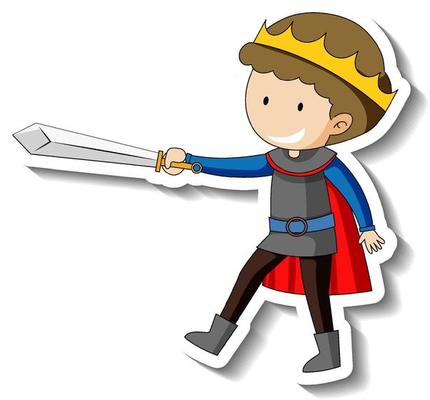 Sticker template with a boy wearing king costume isolated