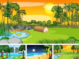 Four different scene of nature park and forest vector