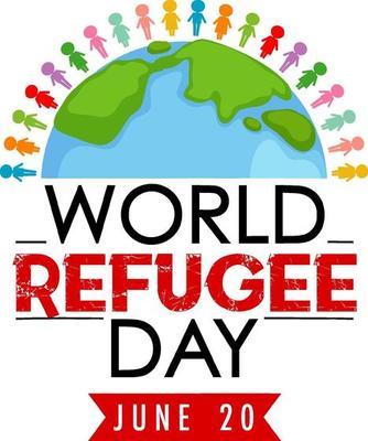 World Refugee Day banner with people around globe