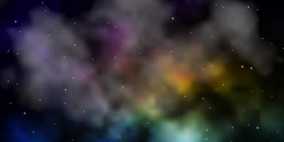 Dark Multicolor vector background with small and big stars.