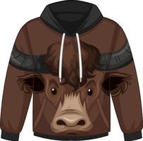 Front of hoodie sweater with bull face pattern vector