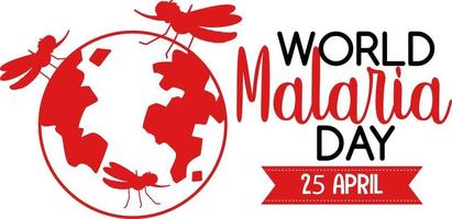 World Malaria Day logo or banner with mosquito on the earth sign vector