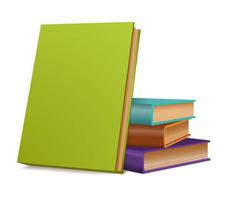 A stack of books in colored covers. Hardcover textbooks. vector