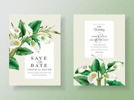 Minimalist wedding invitation with cala lily design vector