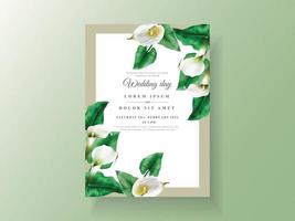 Minimalist wedding invitation with cala lily design vector